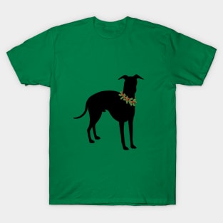 Italian Greyhound with festive holly collar Holiday design T-Shirt